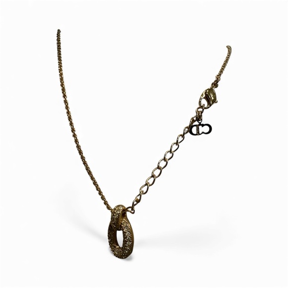 CHRISTIAN DIOR Vintage Oval Crystal Gold Plated Necklace - Picture 5 of 15